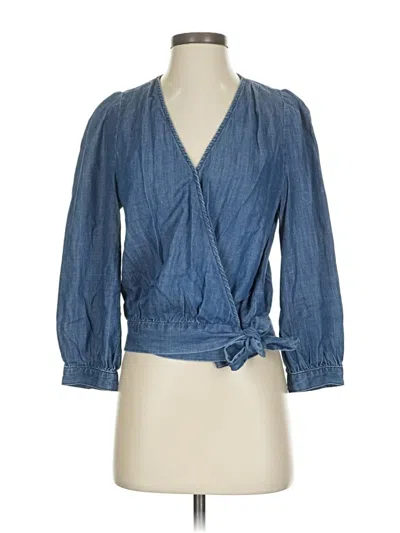 Pre-owned Madewell Long Sleeve Blouse In Blue
