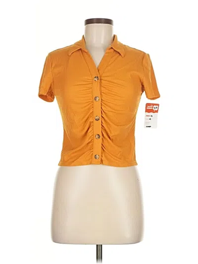 No Boundaries Short Sleeve Blouse In Orange