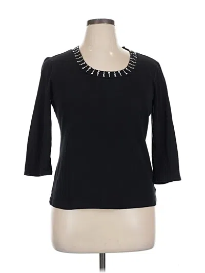 Pre-owned Style & Co 3/4 Sleeve Top Black Scoop Neck Tops