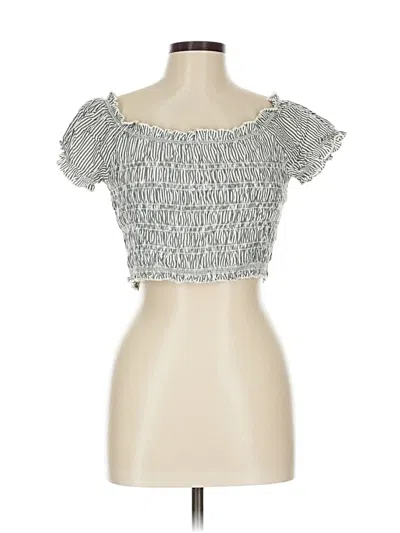 Pre-owned American Short Sleeve Top Silver Sweetheart Neckline Tops