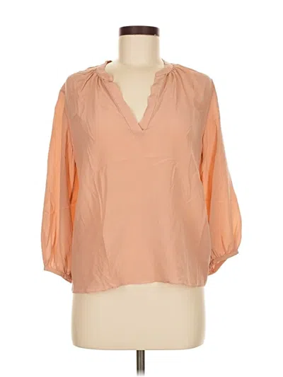 Pre-owned Everlane 3/4 Sleeve Silk Top Orange Open Neckline Tops