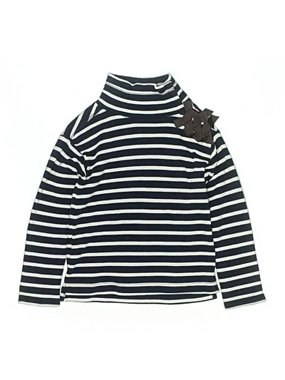 Pre-owned Crewcuts Kids' Long Sleeve Top Blue Turtleneck Tops