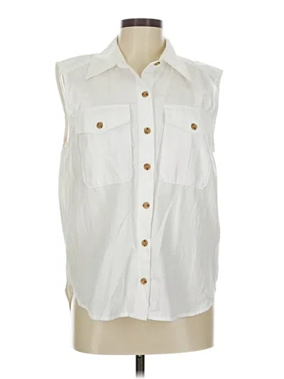 Pre-owned Banana Republic Factory Store Sleeveless Button Down Shirt In White