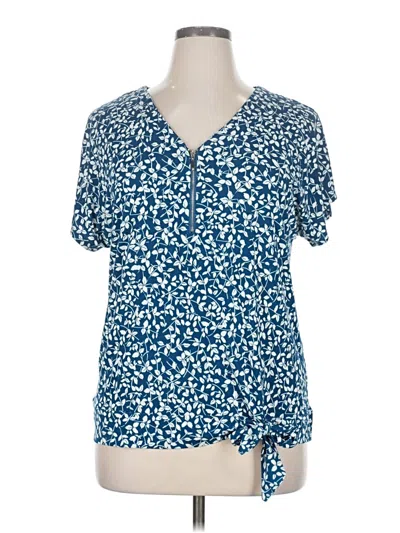 Pre-owned Chaus Short Sleeve Blouse In Blue