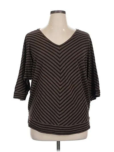 Pre-owned Lane Bryant 3/4 Sleeve Top Brown V Neck Tops