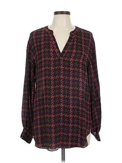 Pre-owned Maurices Long Sleeve Blouse In Burgundy