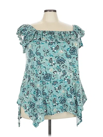 Pre-owned Evans Short Sleeve Blouse In Blue
