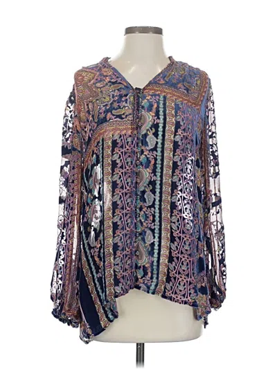 Pre-owned Johnny Was Long Sleeve Blouse In Blue