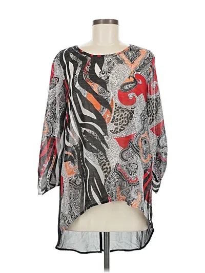 Pre-owned Chico's 3/4 Sleeve Blouse In Gray