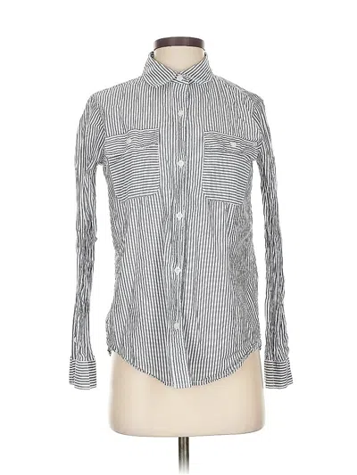Pre-owned Athleta Long Sleeve Button Down Shirt In Gray