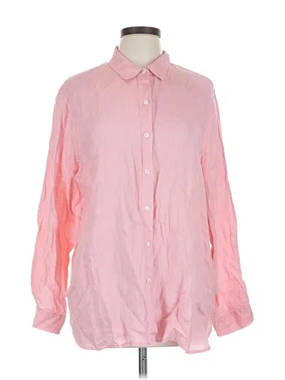 Pre-owned Jjill Long Sleeve Button Down Shirt In Pink