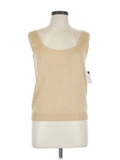 Pre-owned St John Tank Top Tan Square Neckline Tops In Brown