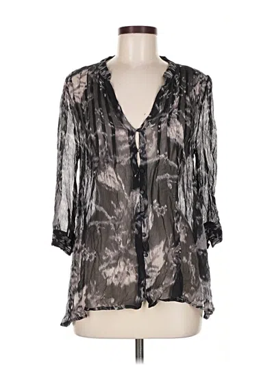 Pre-owned Joie 3/4 Sleeve Silk Top Gray Plunge Neckline Tops