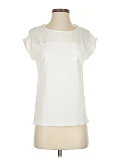 Pre-owned Carre Noir Short Sleeve Top Ivory Crew Neck Tops In White