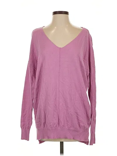 Pre-owned &merci Long Sleeve Top Purple V Neck Tops