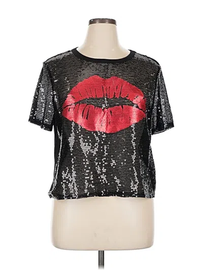 Pre-owned Forever 21 Plus Short Sleeve Top Silver Scoop Neck Tops