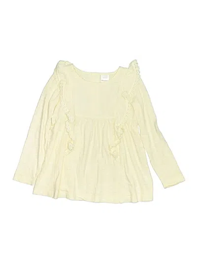 Pre-owned Hanna Andersson Kids' Long Sleeve Top Yellow Ruffles Neckline Tops