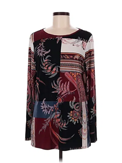 Pre-owned Chico's Long Sleeve Blouse In Burgundy