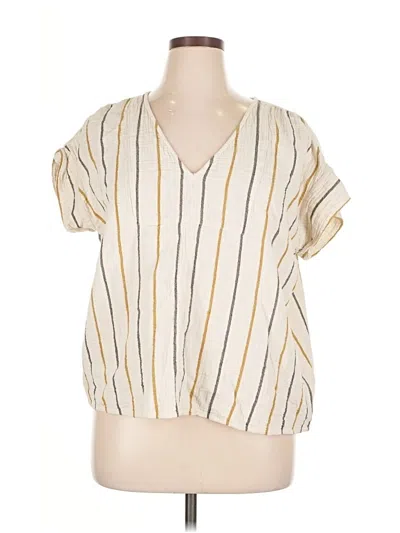Pre-owned Madewell Short Sleeve Blouse In Gold