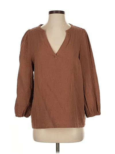 Pre-owned Marine Layer 3/4 Sleeve Blouse In Brown