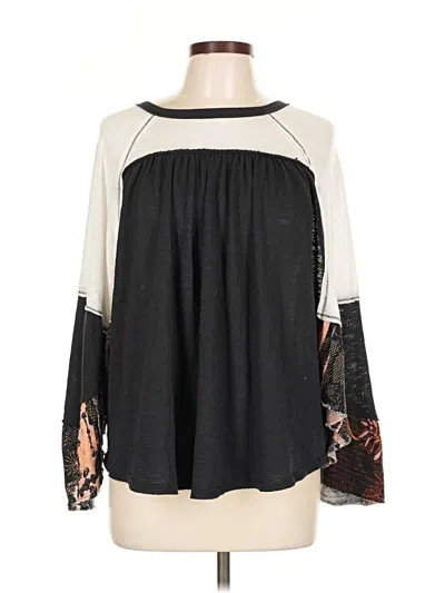 Pre-owned We The Free Long Sleeve Blouse In Black