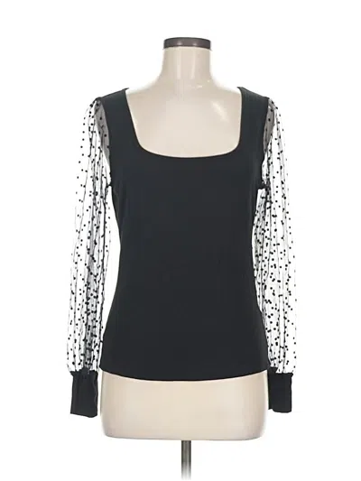 Pre-owned Unbranded Long Sleeve Top Black Square Neckline Tops