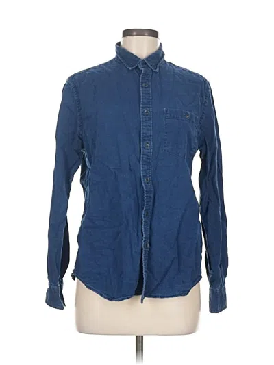 Pre-owned Denim And Flower Long Sleeve Button Down Shirt In Blue