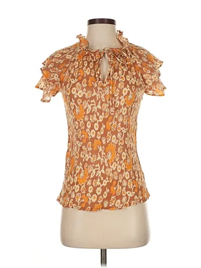 Pre-owned Olivia James The Label Short Sleeve Blouse In Orange