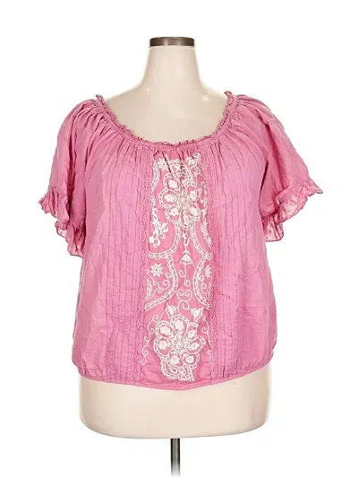 Pre-owned Maurices Short Sleeve Blouse In Pink