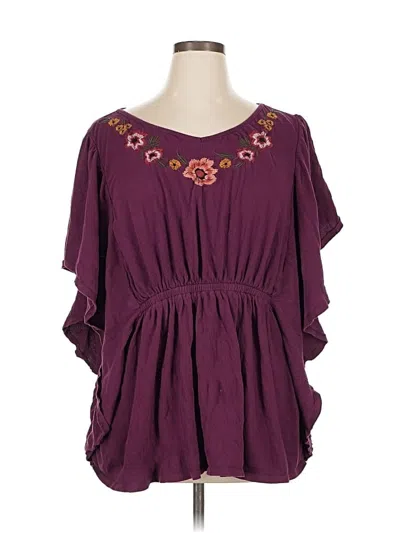 Pre-owned Lane Bryant 3/4 Sleeve Blouse In Burgundy