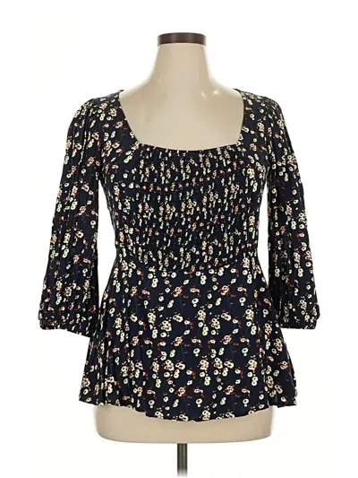 Pre-owned Suzanne Betro 3/4 Sleeve Blouse In Black