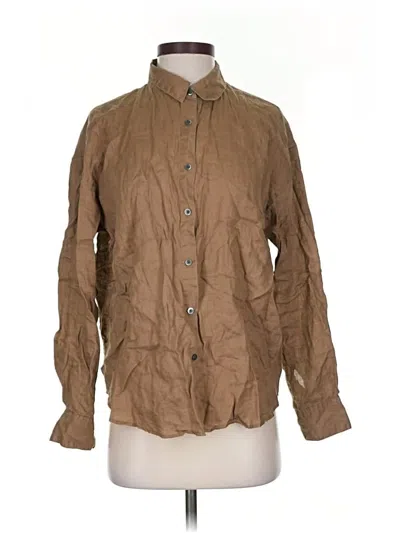 Pre-owned Uniqlo Long Sleeve Button Down Shirt In Brown