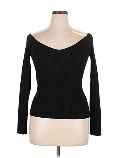 H&m Long Sleeve Top Black Sweetheart Neckline Tops In Multi