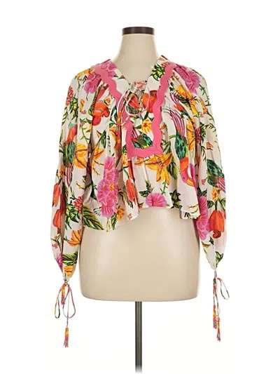 Pre-owned Farm Rio 3/4 Sleeve Blouse In Orange