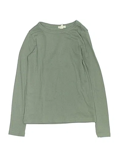 Pre-owned Crewcuts Kids' Long Sleeve Top Green Boatneck Tops