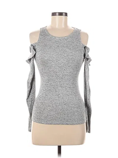 Pre-owned Aéropostale Long Sleeve Top Gray Cold Shoulder Neckline Tops