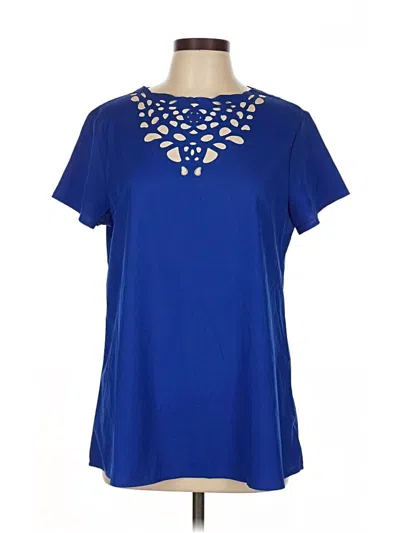 Pre-owned Just Fashion Now Short Sleeve Top Blue Keyhole Neckline Tops