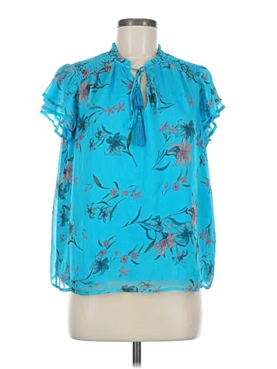 Pre-owned Cece Short Sleeve Blouse In Blue