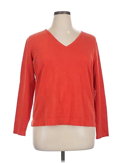 Pre-owned Jones New York Collection Silk Pullover Sweater In Orange