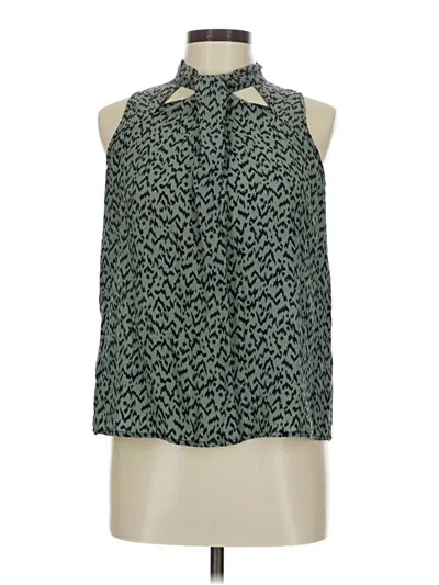 Pre-owned Amour Vert Sleeveless Silk Top Green Tie Neck Tops