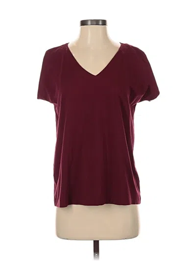 Pre-owned Jjill Short Sleeve Top Burgundy V Neck Tops