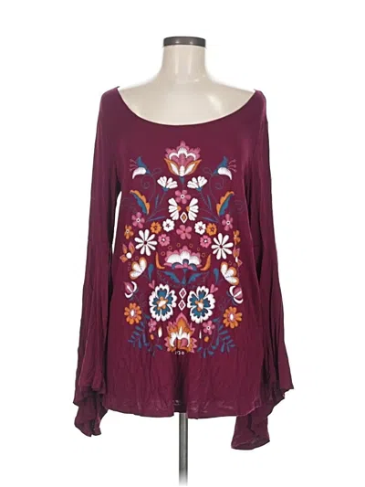 Pre-owned Acting Pro Long Sleeve T-shirt In Burgundy