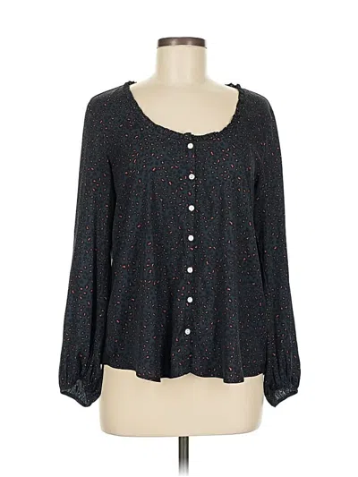 Pre-owned Left Coast By Dolan Long Sleeve Blouse In Black