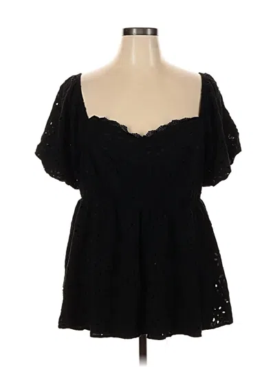 Pre-owned Torrid Short Sleeve Top Black Sweetheart Neckline Tops