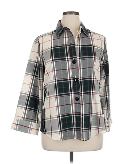 Pre-owned Foxcroft 3/4 Sleeve Button Down Shirt In Gray