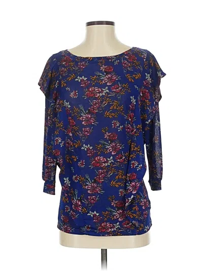 Pre-owned Free People 3/4 Sleeve Blouse In Blue