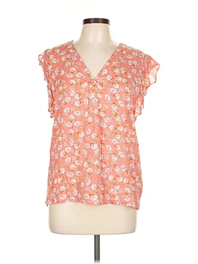 Pre-owned Jones & Co Short Sleeve Blouse In Orange