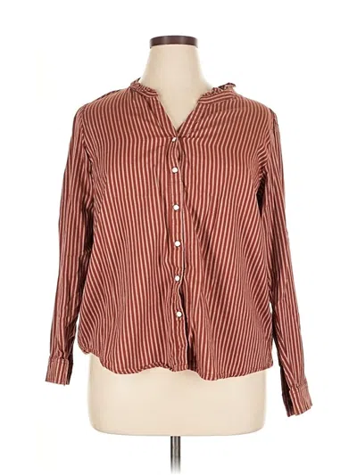 Pre-owned Knox Rose Long Sleeve Button Down Shirt In Brown