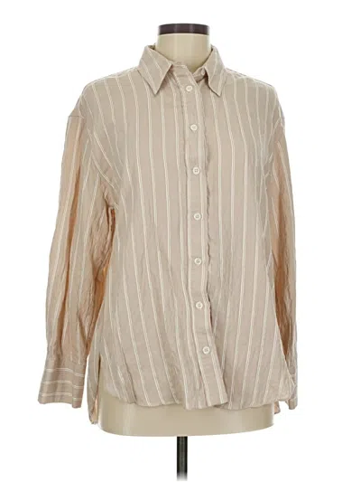 Pre-owned Zara Long Sleeve Button Down Shirt In Brown