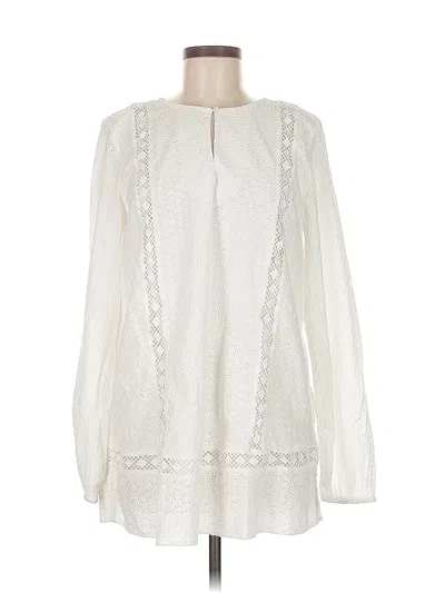 Pre-owned Lands' End Long Sleeve Blouse In White